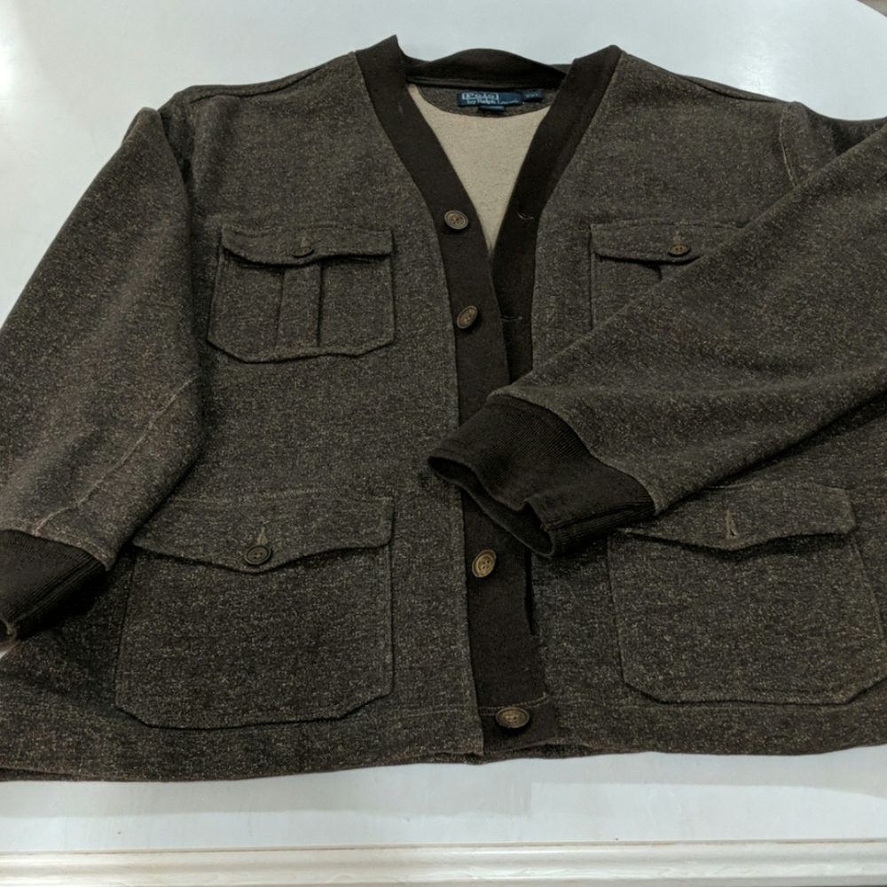 Brown button up 100% cotton sweatshirt